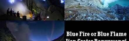 Blue Flame or Blue fire in Ijen Crater Banyuwangi